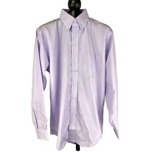 NEW Lands' End Long Sleeve Shirt Mens 15-33 M Reg Light Purple Easy Care Cotton